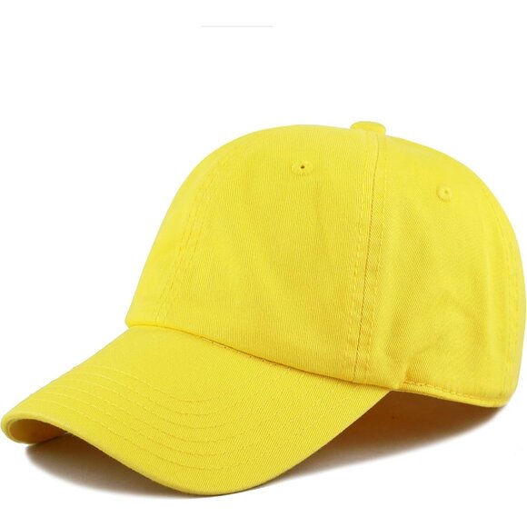 Men's Yellow Baseball Cotton Denim Running Golf Washed Low Classic Hat Cap - Picture 1 of 8